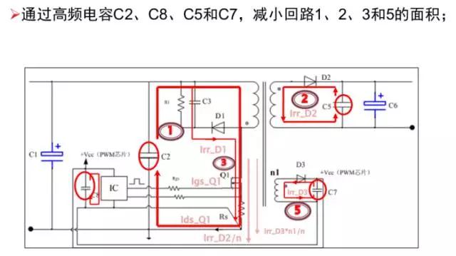 電源適配器利用高頻電容，減少回路面積