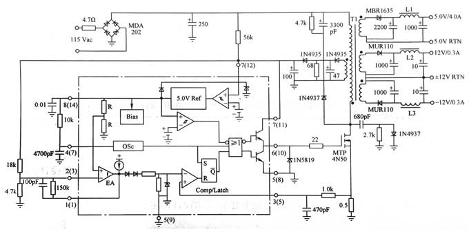 12V反激式電源適配器電路設計